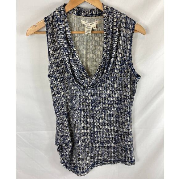 Max Studio Scoop Neck Cinched Side Patterned Top Size Medium - Picture 1 of 6